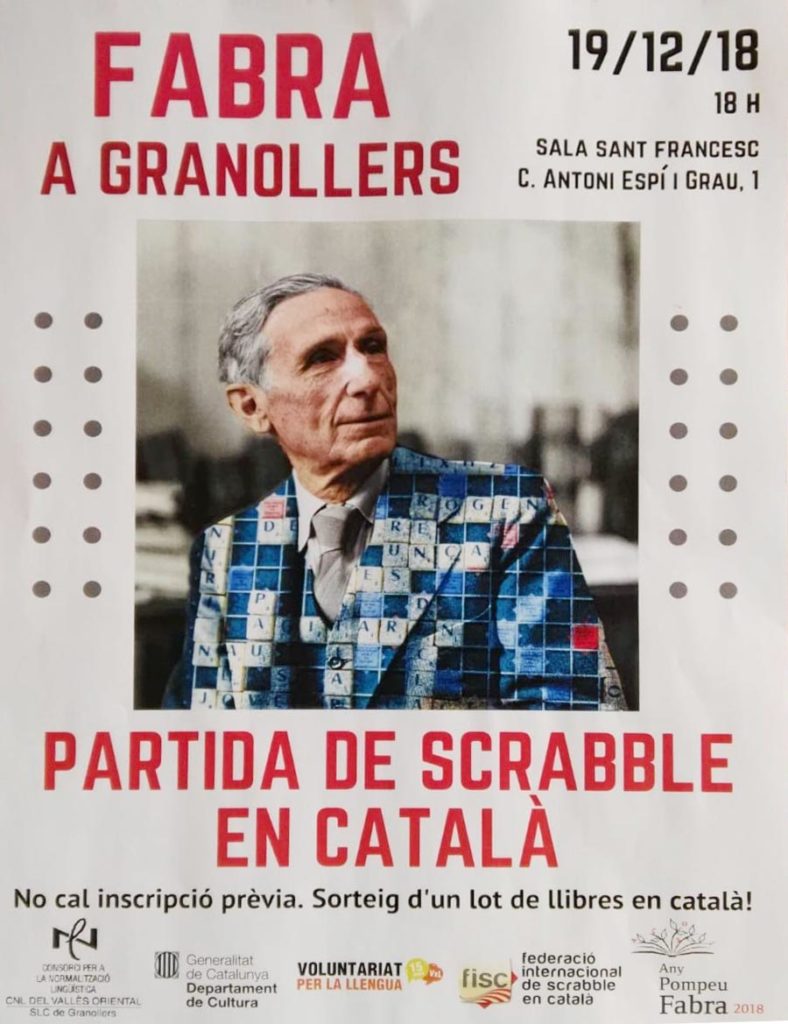 Fabra, Pompeu Fabra, Any Fabra, Granollers, CNL, CPNL, Vallès, Servei de Català, 2018, scrabble, català, mattel, FISC, Federació Internacional de Scrabble en Català