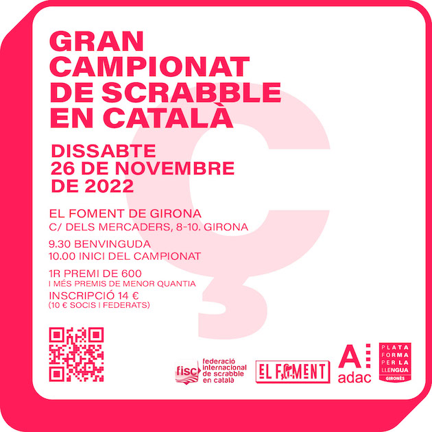 Cartell del Gran Campionat de Scrabble de Girona 2022